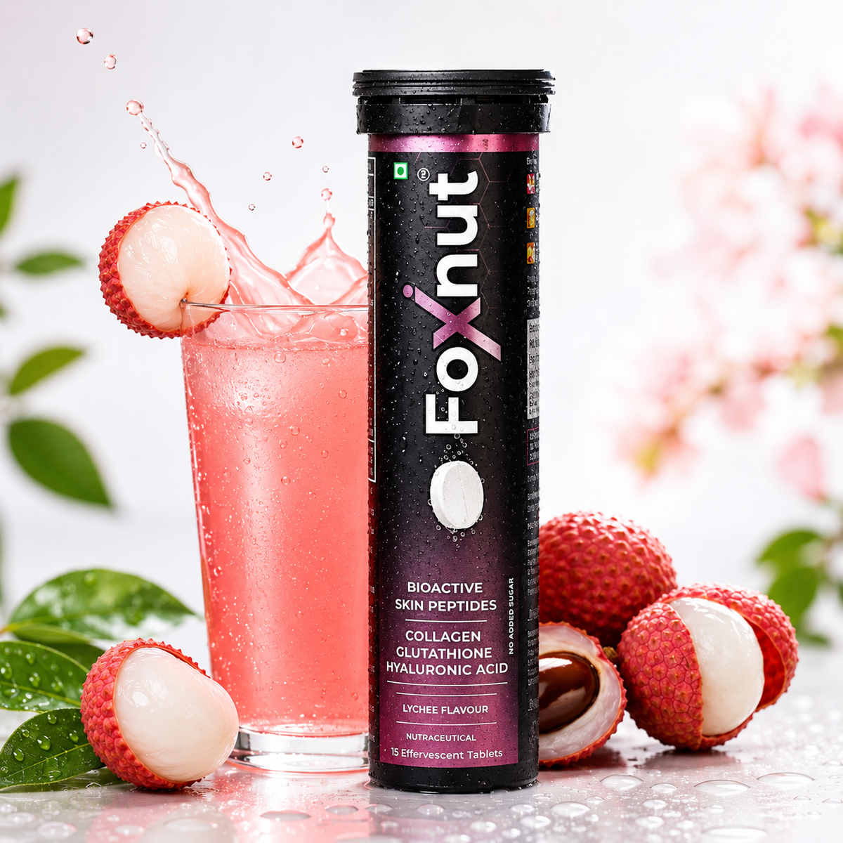 Foxnut glow within glutathione, Bioactive skin peptides with collagen tablets